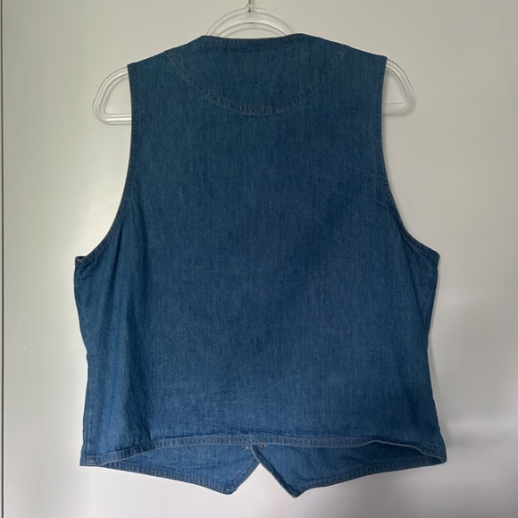Mid-West Garment Co. (MWG) Vintage Button Closure Blue Denim Vest - Picture 4 of 14